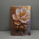 Flower Pictures Canvas Wall Art White Gold Flowers Elegant Wall Decor pictures 3D Retro Floral poster prints for Bedroom Bathroom Wall Decorations (16inx24in canvas) (24L" x 16W")