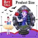 8Ft Tall Giant Halloween Inflatables Snow White Outdoor Decorations, Blow Up Magic Mirror Yard Decor Build-in Flash Lights for Outside Party Lawn Garden