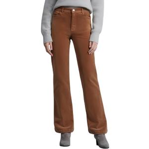 OctMoon Women's Corduroy Pants Straight Leg Casual Trousers 97% Cotton Stretch Pantalones de Pana with Pockets & Button (Brown, XL)