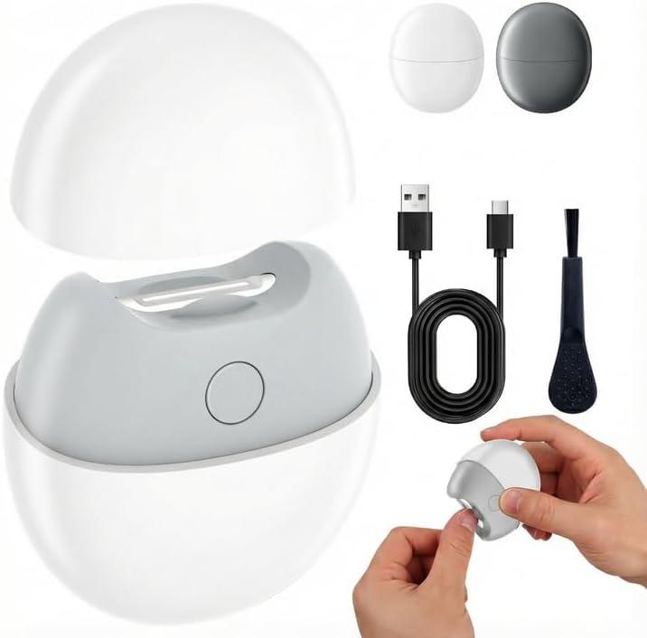 Electric Automatic Nail Clipper with Light, USB Rechargeable, 2 Speeds, Magnetic Cover, Safety Electric Fingernail Trimmer for Kids, Adult, Seniors, Caregivers (White)