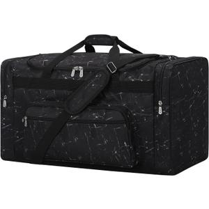 75L Large Duffle Bag for Men - 26 inch Duffel Bag Heavy Duty for Weekend Travel Sport Camping/Travel - Marble Black
