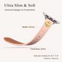 STROLL Thin Leather Band Compatible with Apple Watch Bands 42mm(Series 11 10) 41mm 40mm 38mm Women, Stylish Genuine Leather Strap with Charms, Slim Wristband Design for iWatch SE Series 9 8 7 6 5 4 3 2 1, Pink Sand/Silver