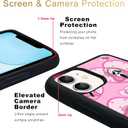 Cute Skull Skeleton Black Border Case Compatible with iPhone 14, Horror Unique Pink Halloween Ghost Pattern Design Case for Teens Men and Women