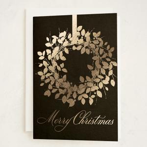 Minted Classic Wreath Christmas Cards, Folded 5x7 Holiday Greeting Cards