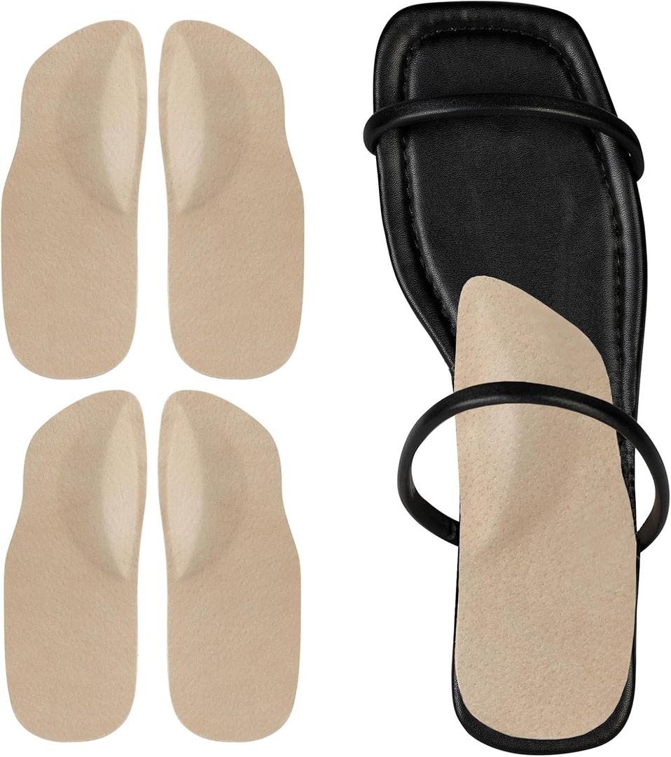 Pigskin Arch Support Insoles for Women Plantar Fasciitis & Flats Feet Pain Relief, 0.21" Thickness, Self-Adhesive Arch Insert with Heel Cushion for High Heels Sandals Slippers Flats, 2 Pairs 8-12 Size
