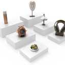 Oversized Buffet Risers, Food Display Stand for Catering Dessert Collectibles Jewelry Figures Show, White Acrylic Cuboid Display Nesting Risers with Hollow Bottoms, Cuboid, 6 Pcs, 10x12x14