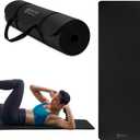Gaiam Essentials 2/5" Thick (10mm) Yoga & Pilates, Fitness & Exercise Mat with Easy-Cinch Carrier Strap Cushion Support For Fitness and Gym Workouts (Black)