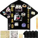 Leinuosen 4 Set 24 x 16 Inch Graduation Cap Photo Display Board Black Gold Trifold Poster Board with Tassel Stickers for Class of 2026 Grad Party Graduate Pictures Frames Display Table Decoration