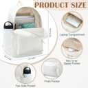 Cunno 28 Pcs Backpack Set Pencil Case Notebook Pen Insulated Cup File Folder Sticky Note Memo Pad Essentials Stationery Kit(White)