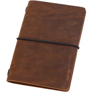 newestor Pocket Travelers Notebook, Refillable Leather Travel Journal for Men & Women, Notebook Cover for Field Notes, Moleskine Small 3.5 x 5.5 Inches, Brown
