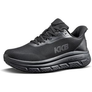 Men's Non Slip Work Shoes Waterproof Easy Slip Sneakers for Kitchen Restaurant Chefs Nurses with Arch Fit Support Orthopedic, 7.5, Plaid Black