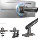 HUANUO TitanLift Heavy Duty Monitor Arm for Screens up to 49", Holds 44 lbs, Aluminum Ultrawide Screen Monitor Mount, Fully Adjustable Single Gaming Desk Mount with Dual C-Clamp, Max VESA 100x100mm
