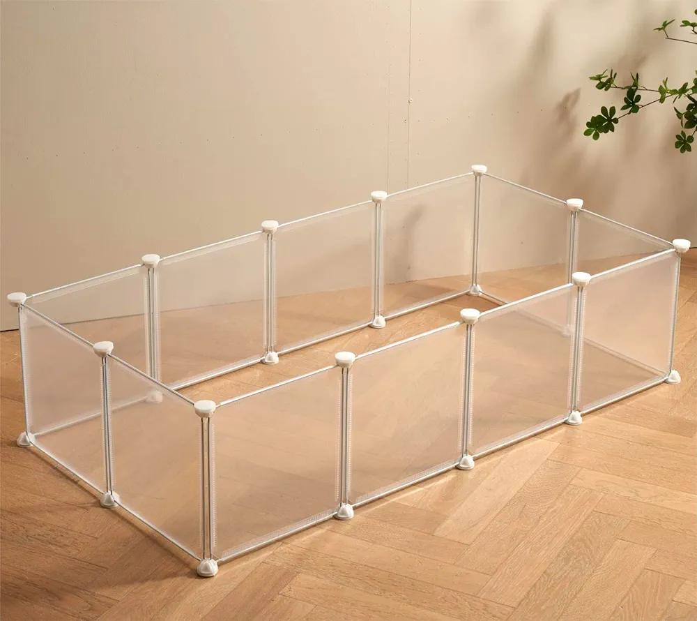 Transparent Clear Small Animal Playpen, Guinea Pig Cages, Puppy Dog Playpen, Pet Playpen, Rabbit Bunny Indoor Fence Pen Enclosure, White Clear Plastic Playpen,12X12 Inch, 12 Panels