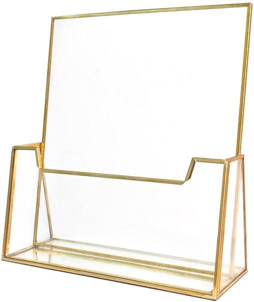 Feyarl Gold Glass Brochure Holder 8.5 x 11 Business Pamphlets Booklets Holder Flyer Trifold Display Stand for Office Tabletop CountertopTrade Show Exhibitions Magazines Menu Journals Literatures