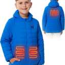 HENNCHEE Kids Heated Jacket for Boys Girls Lightweight Winter Heated Jacket with Battery Pack Heated Coat (Large, Blue)