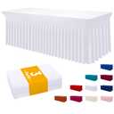 Smiry Spandex Tablecloth 3 Pack, Elastic Fitted Stretch Tablecloth for 6FT Rectangle Tables, Waterproof Washable Table Cover Skirt for Outdoor, Wedding, Banquet & Parties (White, 72Lx30Wx30H Inch)
