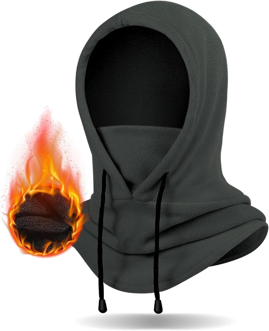 Winter Balaclava Ski Mask: Hood Hats Fleece Balaclava Face Mask Men Women Warm Face Cover for Cold Weather Gear (Gray)