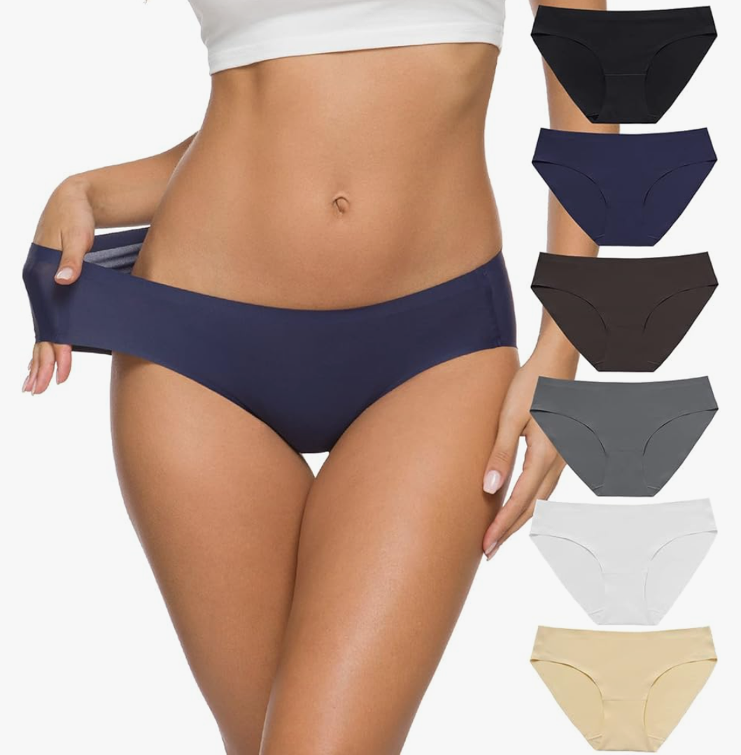 Altheanray Women’s Seamless Hipster Underwear No Show Panties Soft Stretch Bikini Underwears Multi-Pack, Large