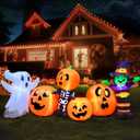 Joiedomi 8 ft Long Halloween Inflatable Three Characters and Pumpkin Patch Outdoor Decoration, Blow Up Inflatables Witch Ghost Skeleton Yard Decorations with LEDs for Party Yard Lawn Garden Decor