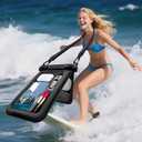 3 x Waterproof Phone Pouch Double Pocket, Floating IPX8 8.5 inch Waterproof Phone Case for Beach Vacation Essentials for Compatible IPhone 16 15 14 Pro Max Galaxy S25 S24 Waterproof Dry Bag Black