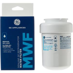 GE MWF Refrigerator Water Filter, Genuine Replacement Filter, Certified to Reduce Lead, Sulfur, and 50+ Other Impurities, Replace Every 6 Months for Best Results, Pack of 1