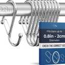 10-Pack Metal S Hooks for Hanging  Heavy-Duty S-Shaped Hook with Safety Buckle  Fits Bars up to 0.8 In  Anti-Drop S-Hooks for Kitchen, Bathroom, Closet & Pot Racks  Silver (Medium)