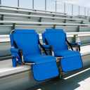 GREEN PARTY Stadium Seat for Bleachers Portable Outdoor Floor Folding Stadium Chair with Armrest, Back Support, Cup Holder, Mesh Bag and Hide Hooks