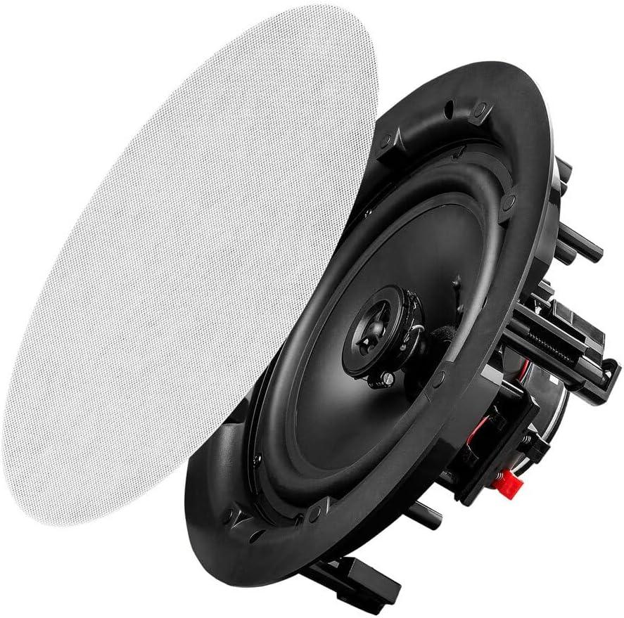 OSD Audio 8" in Ceiling Speaker Pair 120W, Trimless Magnetic Grille, Pivoting Tweeter, Paintable Grille ACE800