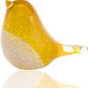 QFkris 4" Handmade Bird Blown Glass Figurine Gift for Christmas, Birthday Home Decor Yellow Paper Weight