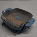 bella Make & Take Electric Skillet, Fits-anywhere kitchenware, EverGood Ceramic Coating, Adjustable Temperature & Dishwasher-Safe Tempered Glass Lid, Cast Aluminum Base, 1200 Watt, Surf