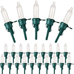 Honoson 120 Pack Christmas Replacement Mini Bulbs 3 V LED String Lights Outdoor Indoor Wide Angle Bulbs for Christmas Tree Garden Home (Green Base with Warm White Bulb)