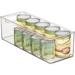 mDesign Plastic Stackable Kitchen Organizer - Storage Bin with Handles for Refrigerator, Freezer, Cabinet, and Pantry Shelves Organization - Food Container - Clear