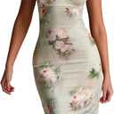 Women Sexy Backless Satin Maxi Dresses Spaghetti Strap Floral Print Dresses Slim Fit Elegant Night Party Outfits (M)