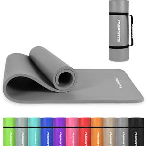 Yoga Mat Premium Non Slip Thick  Extra Comfortable Exercise Mat for Home Workouts, Pilates, Stretching & Gym  Cushioned NBR Foam, Gym Mat with Strap, for Women & Men (74.5 x 32 x 0.6 in, Grey)