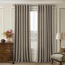 Taupe Brown 105 Inch Curtains Neutral Linen Semi Sheer Bronze Grommet Non-See-Through Drapes Farmhouse Boho Shabby Chic Window Floor To Ceiling Curtains 105 Inches Long 2 Panels Set for Living Room