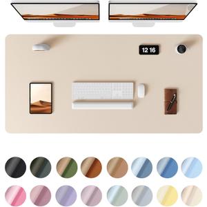 YSAGi Leather Desk Protector, Office Mat, Large Mouse Mat, Non-Slip PU Leather Blotter, Laptop Pad, Waterproof Writing Pad for Office and Home (Eggshell, 47.2" x 23.6")