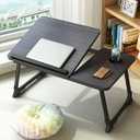 Laptop Desk for Bed, Adjustable Laptops Stand with 5 Adjustable Angles, Portable Lap Tray Table with Cup Holder, Laptop Bed Desk Tray for Eating Working Writing Reading (Black)
