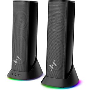 Nylavee Computer Speakers for Desktop PC, Immersive Sound with RGB Lights, USB/USB-C Powered & 3.5mm AUX-in Plug-and-Play Speakers for Monitor & Laptop