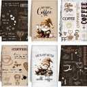 Ferraycle 6 Pcs Coffee Kitchen Towels, Absorbent Dish Towels 24 x 16 Inches, Dish Cloths, Kitchen Decorative Hand Cloths, Gifts for Cooking Baking Bathroom Bar Farmhouse(White and Brown,Coffee Theme)