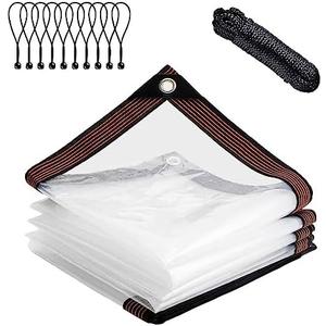 Clear-Waterproof-Tarps-Outdoor-4x6ft, Poly Tarpaulin Tarps Transparent Anti-Tear Thin Cover with Rustproof Grommets for Patio Enclosure Gardening Chicken Coop Canvas Painters Drop Cloth-4x6FT