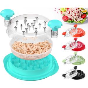 3rd Gen Chicken Shredder Tool Twist Large with Detachable Plate for Easy Transfer, Chicken Breast Shredder, Meat Shredder, Strong Anti-Slip Strip Base, Visible Lid, Ergonomic Handle, Dishwasher Safe