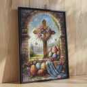 Cross Christian Puzzles 1000 Pieces for Adults Easter Eggs Jigsaw Puzzle Religious Challenging Family Activity Decorations for Home Wall 19.7 X 27.6 Inches