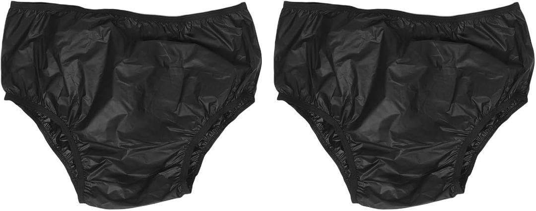 Didiseaon 2pcs Reusable Adult Diaper Covers Waterproof Leakproof Design for Elderly Washable Eva Cloth Nappy with Elastic Waist for Home Care (Black)