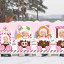Pink Gingerbread Train Photo Props Large Christmas Train Shaped Backdrop Banner Xmas Gingerbread Party Decorations for Winter Holiday Festival Photo Booth Background Home Class Decor Party Supplies