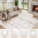 Washable 10x12 Area Rug for Living Room: Boho Geometry Home Decor
