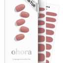 ohora Semi Cured Gel Nail Strips (N Ash Pink) - Pink, Solid, Works with Any UV/LED Lamps, Salon-Quality, Long Lasting, Easy to Apply & Remove - Includes 2 Prep Pads, Nail File & Wooden Stick