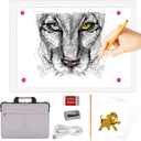 A4 Rechargeable Light Pad with Carry Bag, KOBAIBAN Wireless Magnetic Tracing Light Box, 5-Level Brightness LED Light Board, Cordless Battery Powered Light Drawing Table for DIY Diamond Painting(White)