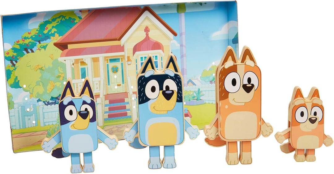 Bluey Wooden Character Figures  4 Colorful Wooden Figures  FSC Certified for Children 3 Years and Up Bluey Wooden Character Figures  4 Colorful Wooden Figures  FSC Certified for Children 3 Years and Up