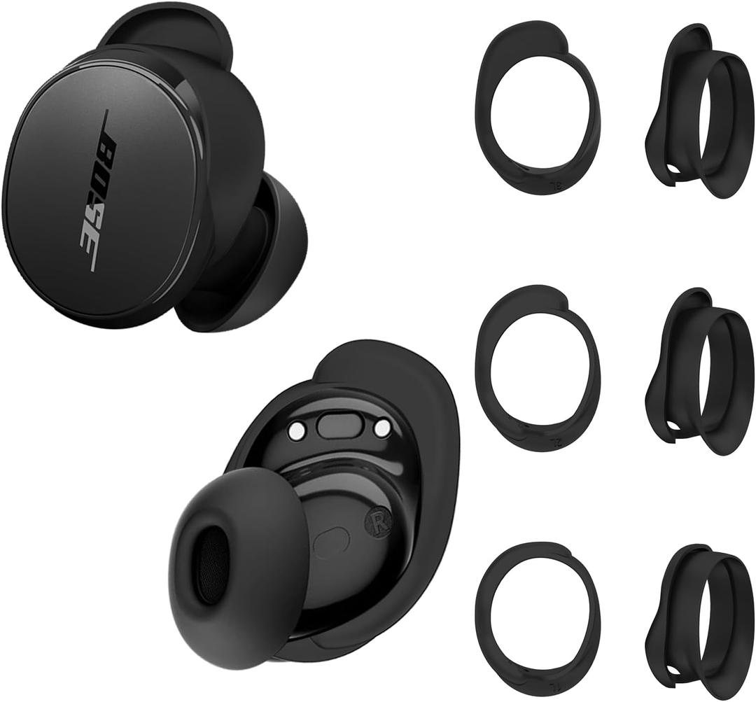 [3 Pairs] Ear Tips Covers for New Bose QuietComfort Earbuds, Sport Anti-Slip EarTips Silicone Anti Scratches Replacement Ear Covers Earbuds Accessories (S/M/L) (Black)
