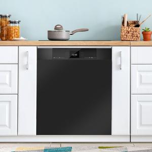 QUGRL Black Dishwasher Magnet Cover Front Door 23x26 in Decorative Refrigerator Covers Magnetic Sheet Sticker Wash Machine Fridge Panel Decal for Kitchen Appliance